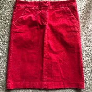 J.crew red corduroy Pencil Skirt - Size 4